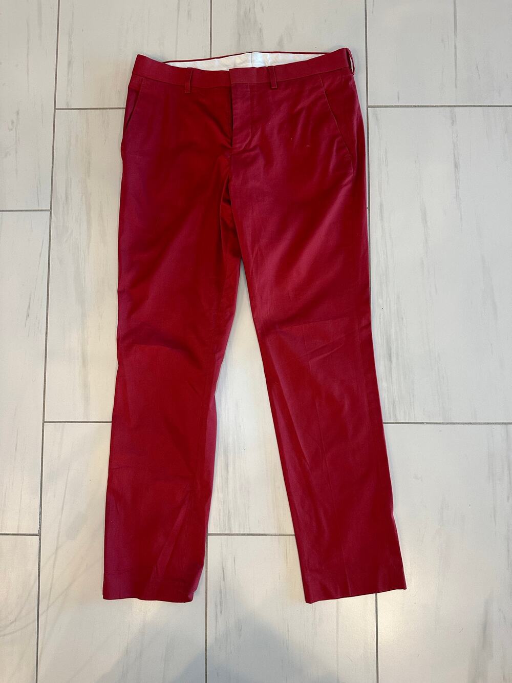 Express Photographer Red Pants Mens 30x30 Slim Straight Stretch